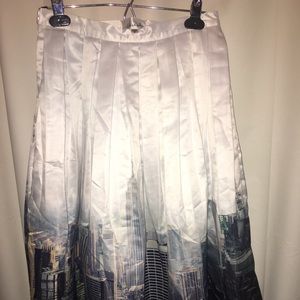 Skirts - New York Skyline Print Pleated Skirt Skirts - New York Skyline Print Pleated Skirt